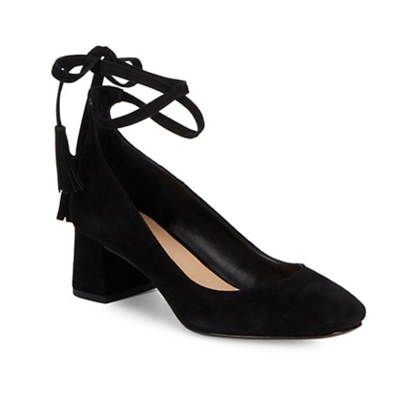 Saks Fifth Suede Ankle Wrap Pumps - Picture 1 of 7